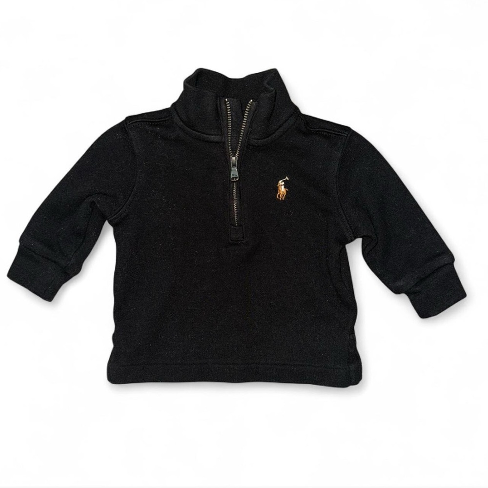NEW Polo by Ralph Lauren Baby Boy Black Quarter Zip